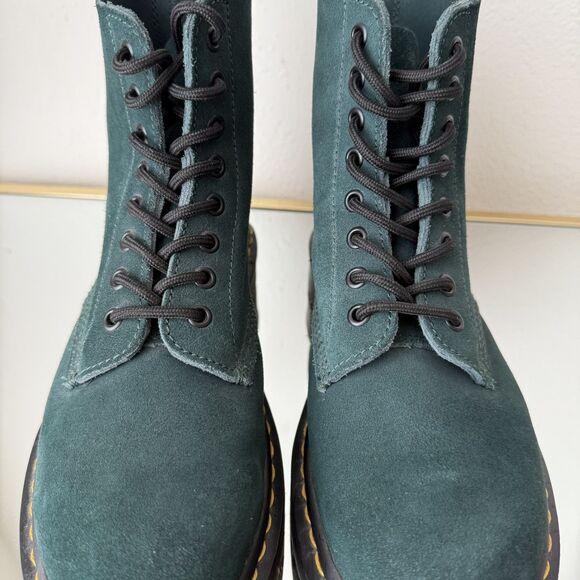Dr. Martens 1460 Pascal Suede Leather Lace Up Boots Women 8 /Men 7 Forest Green - Picture 3 of 16
